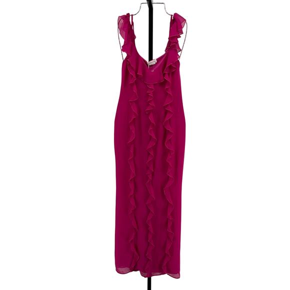 Lovers and Friends 'Marisol' Fuchsia Satin Gown Size S - NWT - Picture 2 of 5